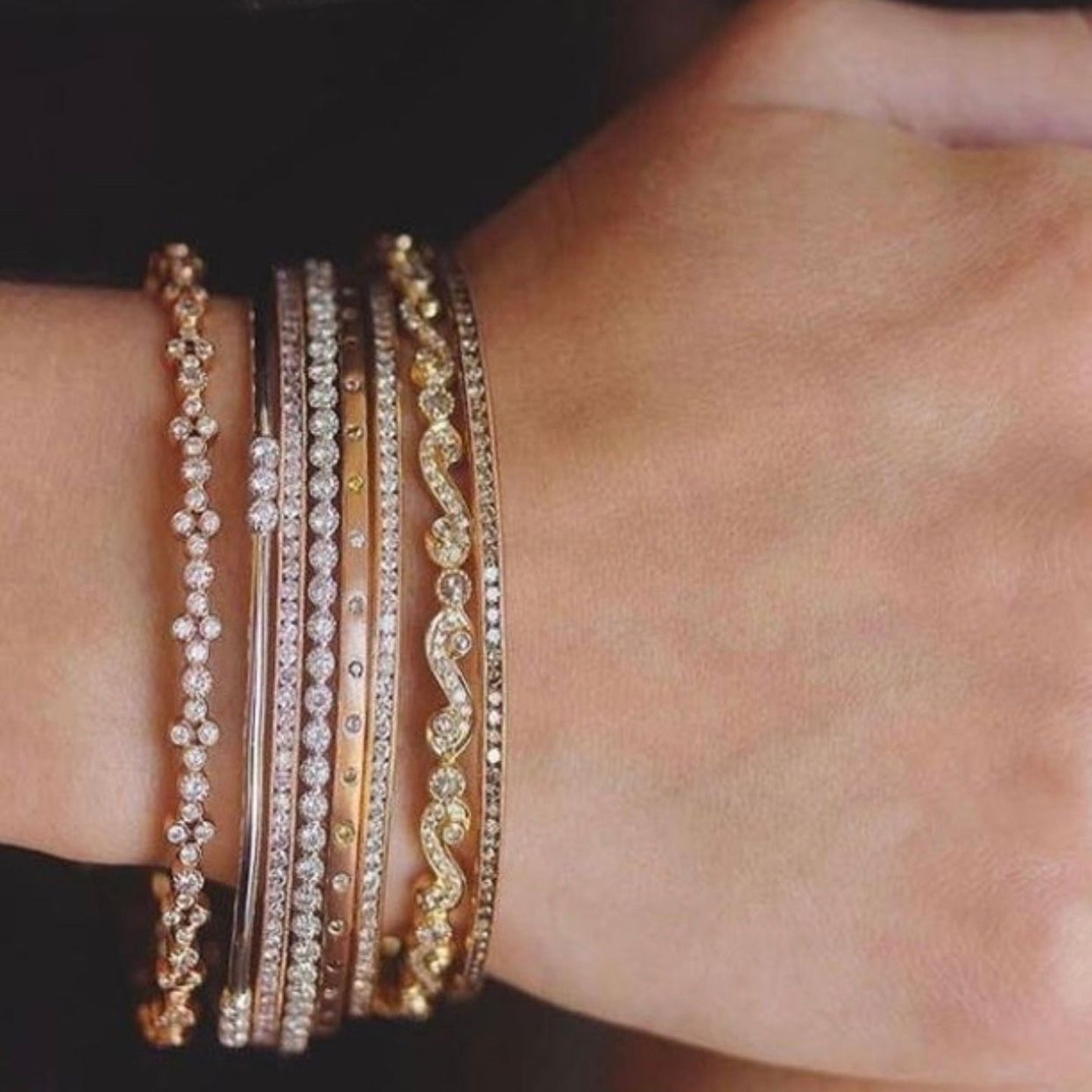 Channel Champagne Diamond Bangle