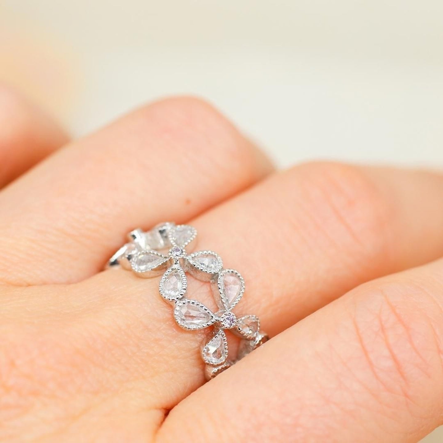 Fine Vine Wide Pink Diamond Band