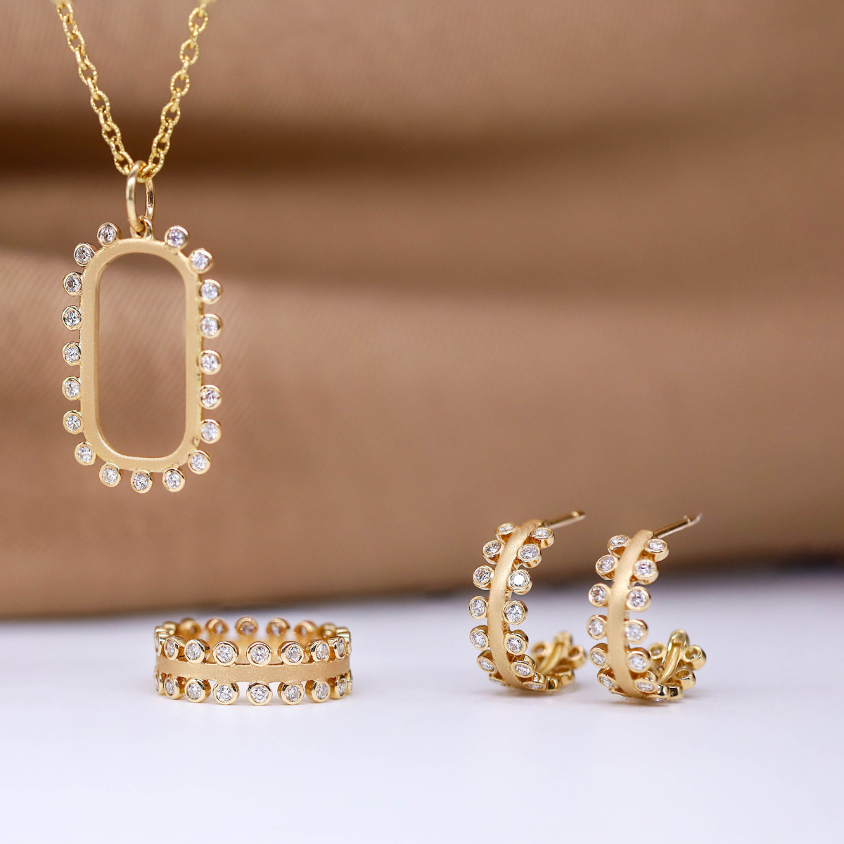 Mist White Diamond Huggies