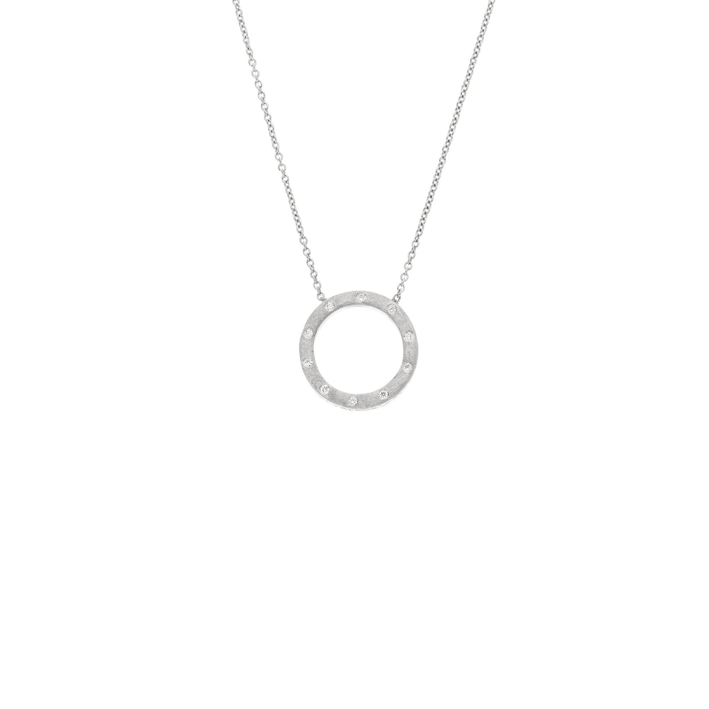 Dunes Small Circle White Diamond Necklace