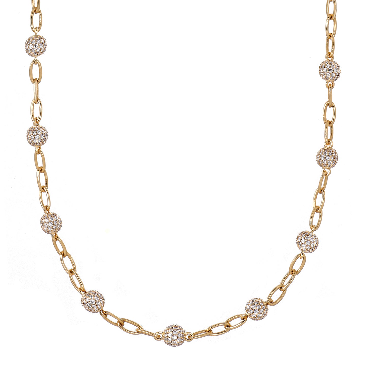 Disco White Diamond Station Necklace