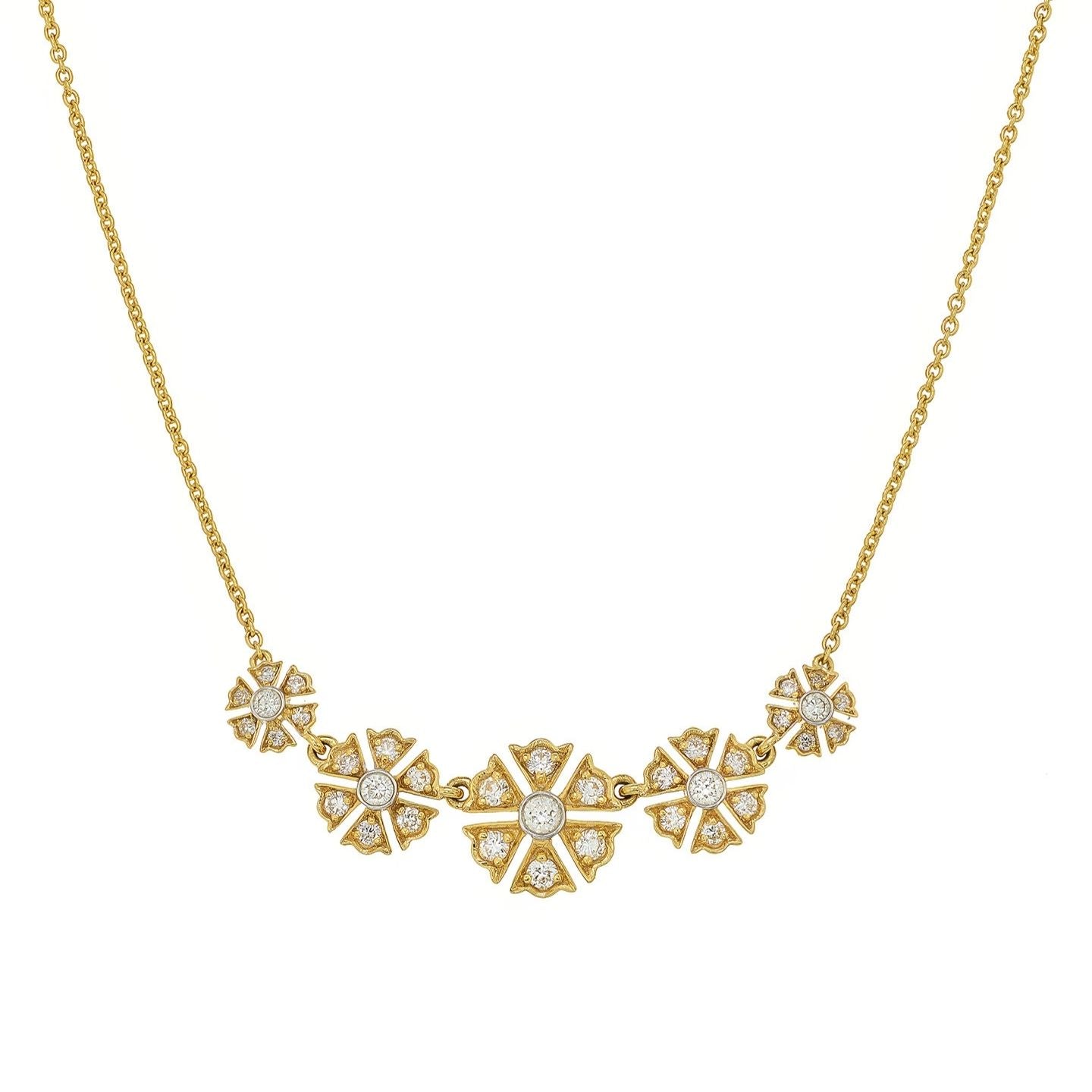 Camelia White Diamond 5 Station Necklace