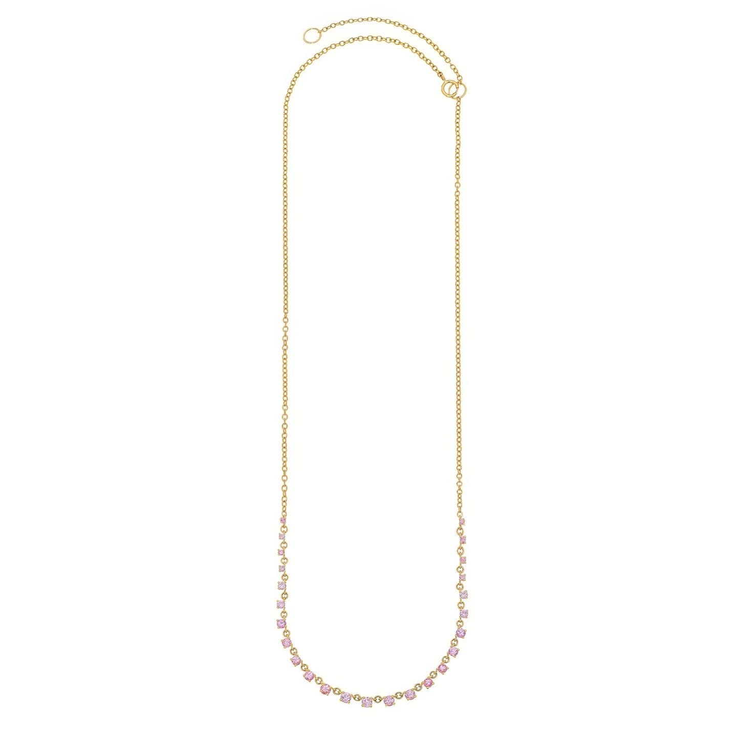 Mylene Pink Sapphire Tennis Necklace