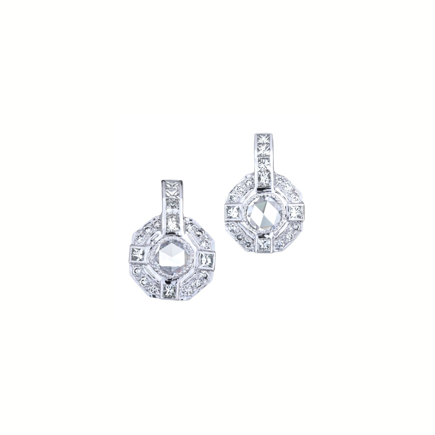 Moderne White Diamond Drop Earrings