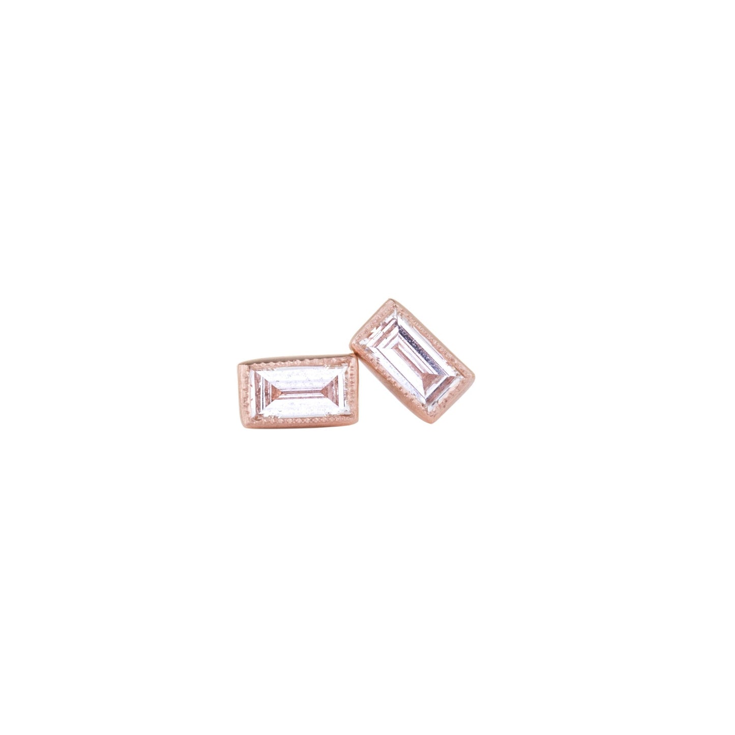 Petit Baguette White Diamond Stud Earrings