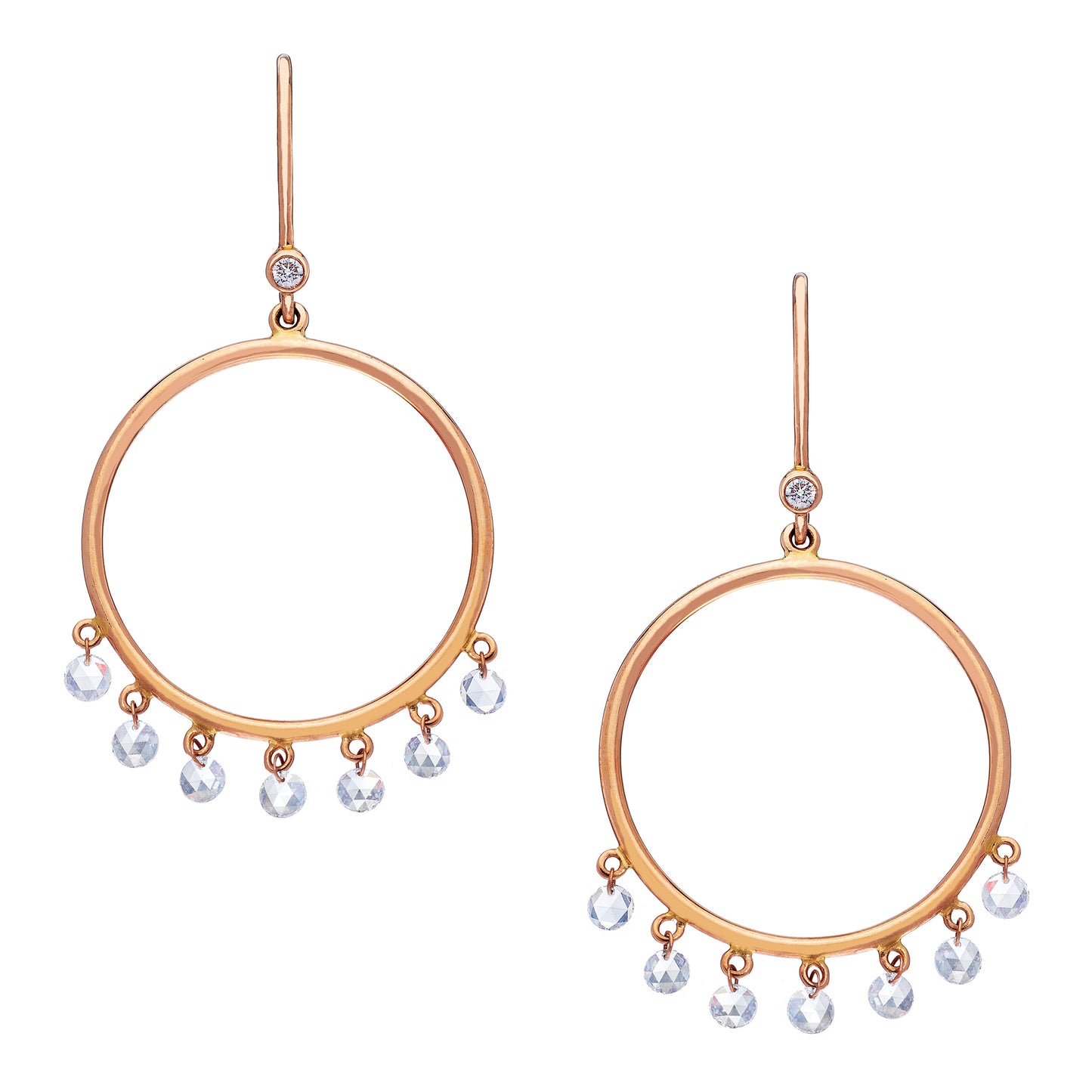Cien Circle White Diamond Drop Earrings