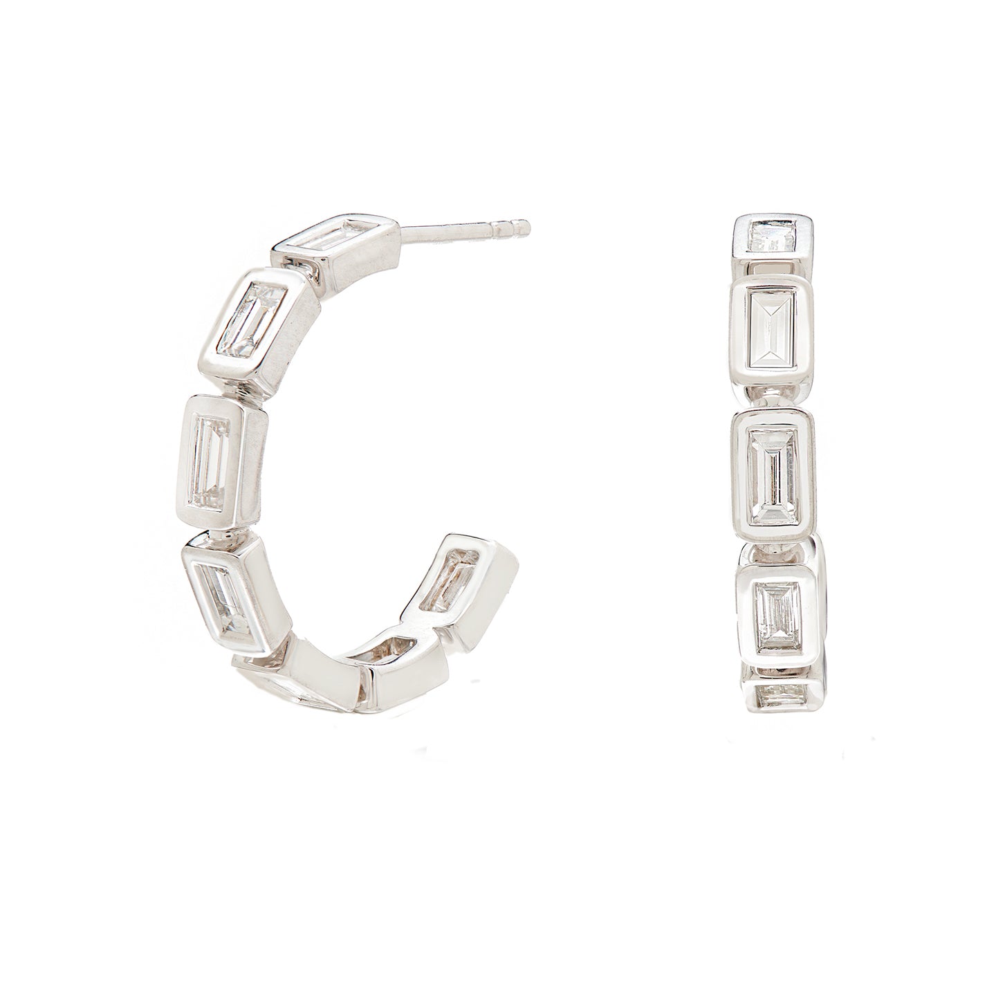Simone White Diamond Hoops