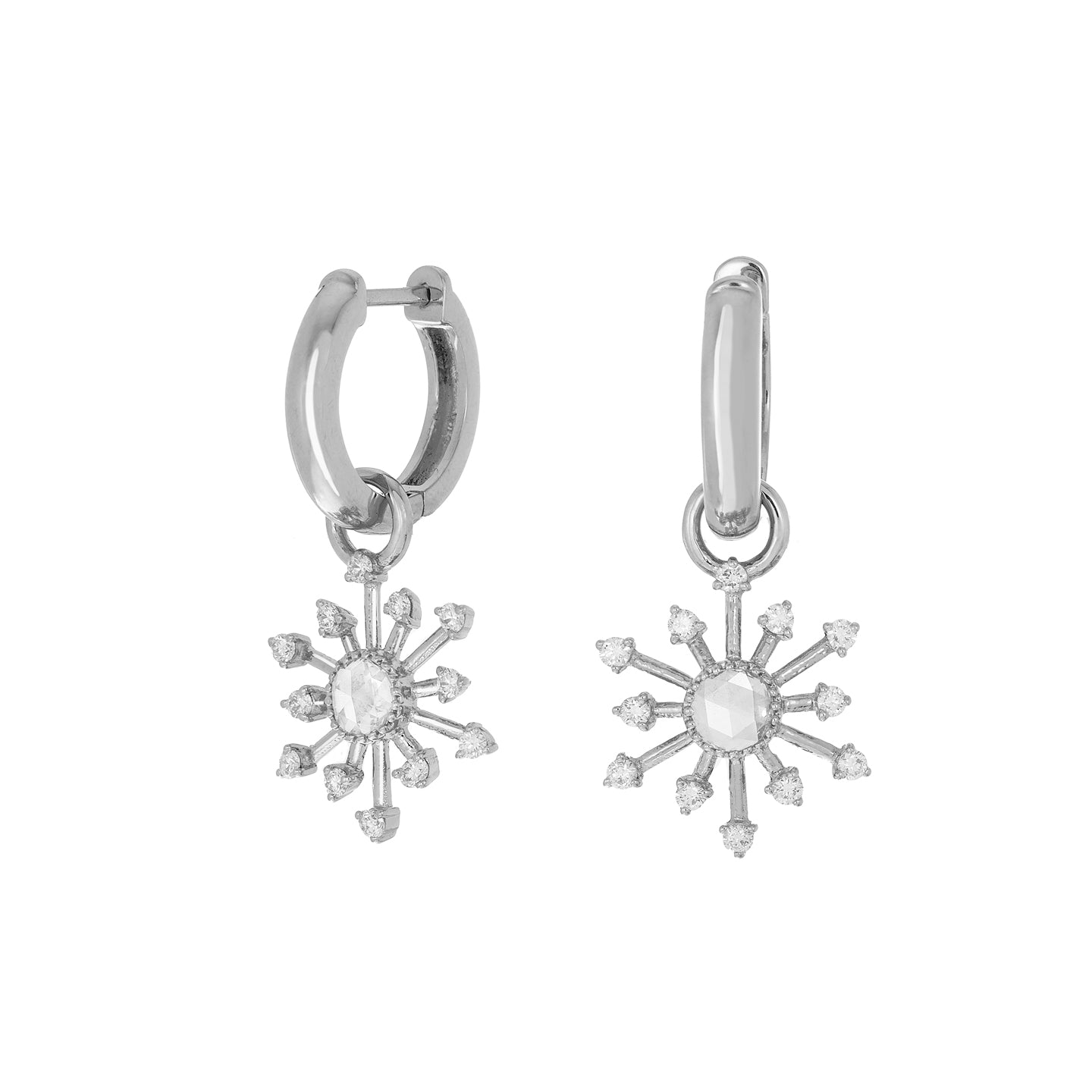 Leena White Diamond Huggies