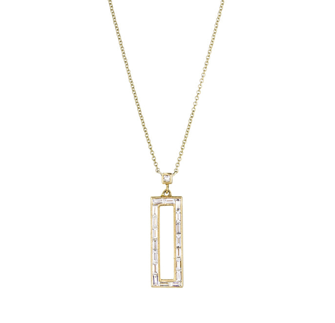 Silhouette White Diamond Rectangle Necklace