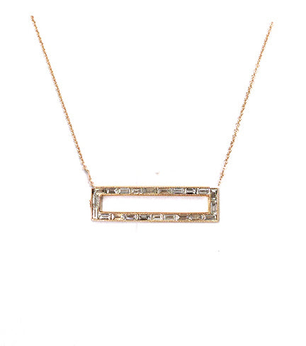 White Baguette Rectangular Necklace