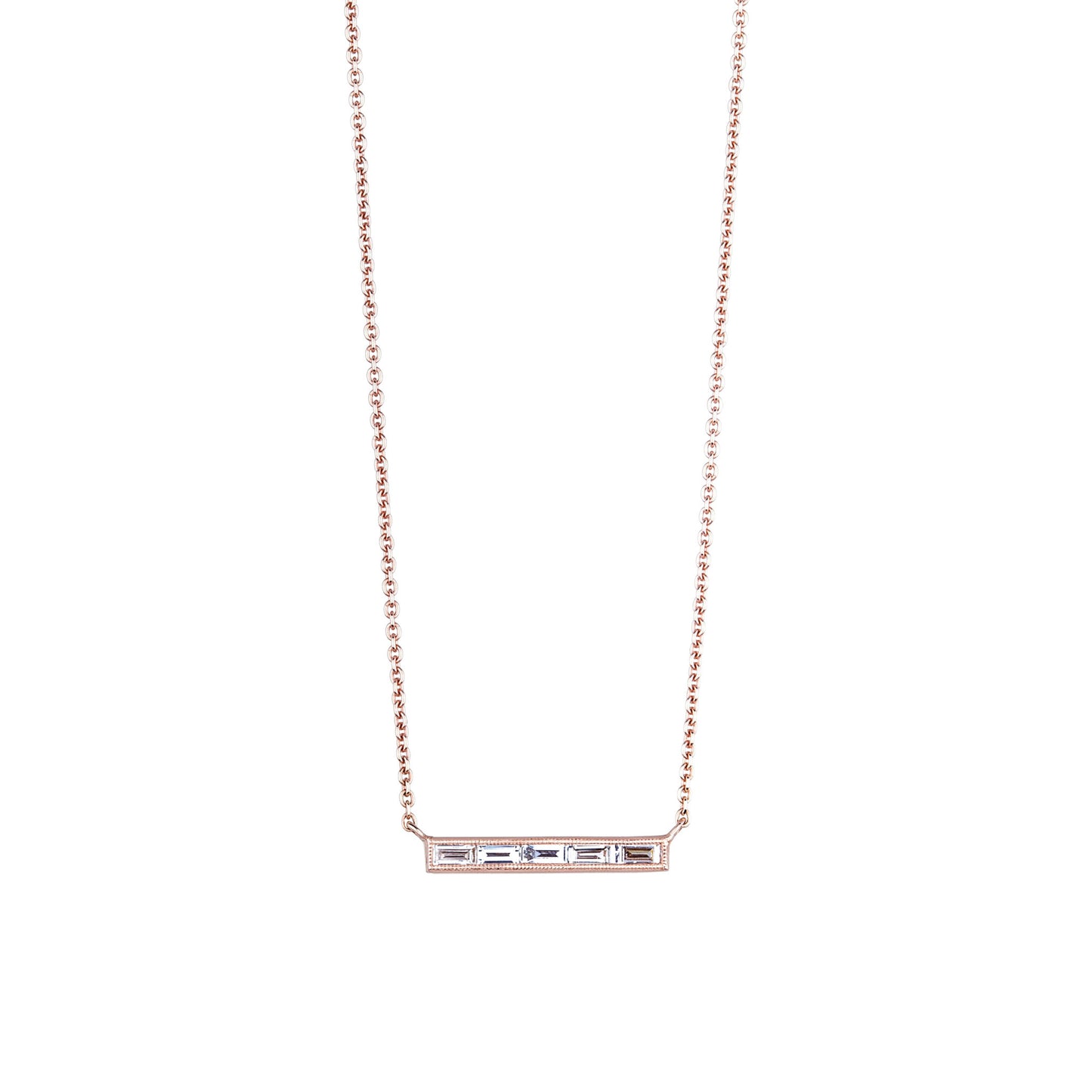 Silhouette 5 Stone White Diamond Necklace