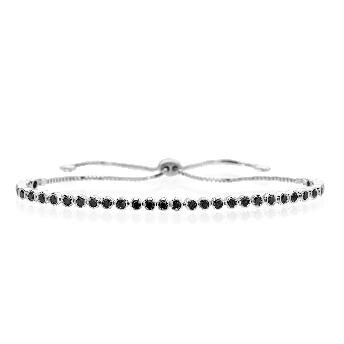 Modern Bezel Black Diamond Bolo Bracelet