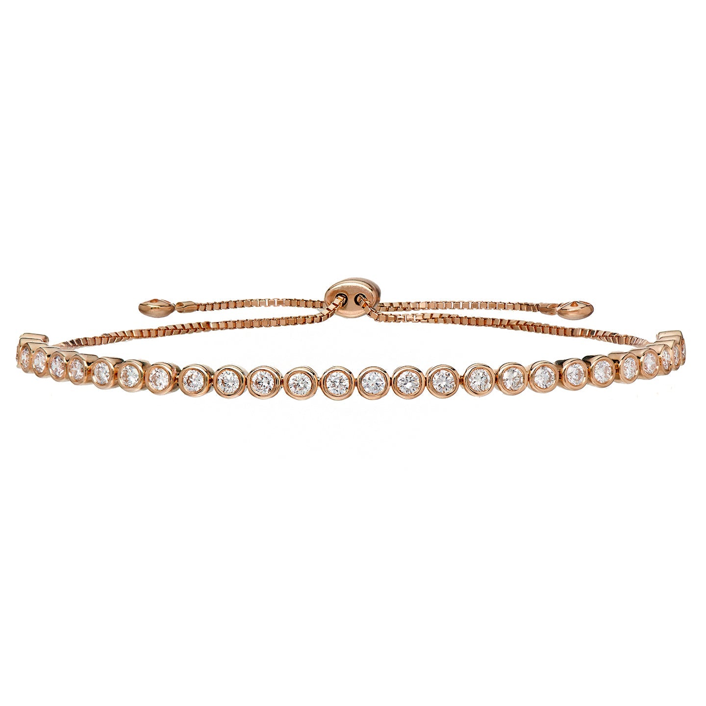 Modern Bezel White Diamond Bolo Bracelet