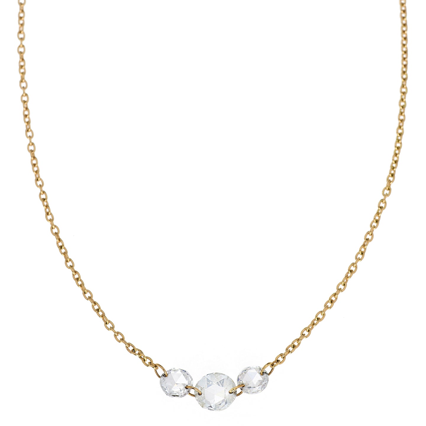 Cien 3 Stone White Diamond Necklace