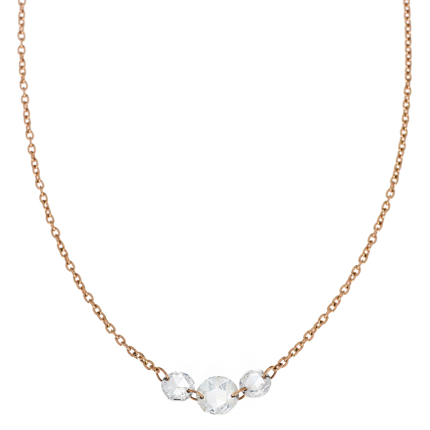 Cien 3 Stone White Diamond Necklace