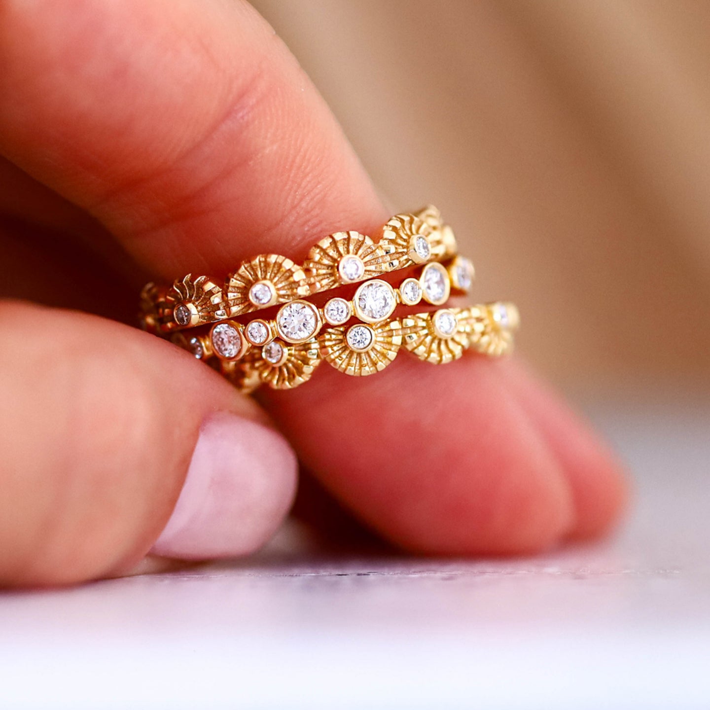 Chakra Dome White Diamond Band