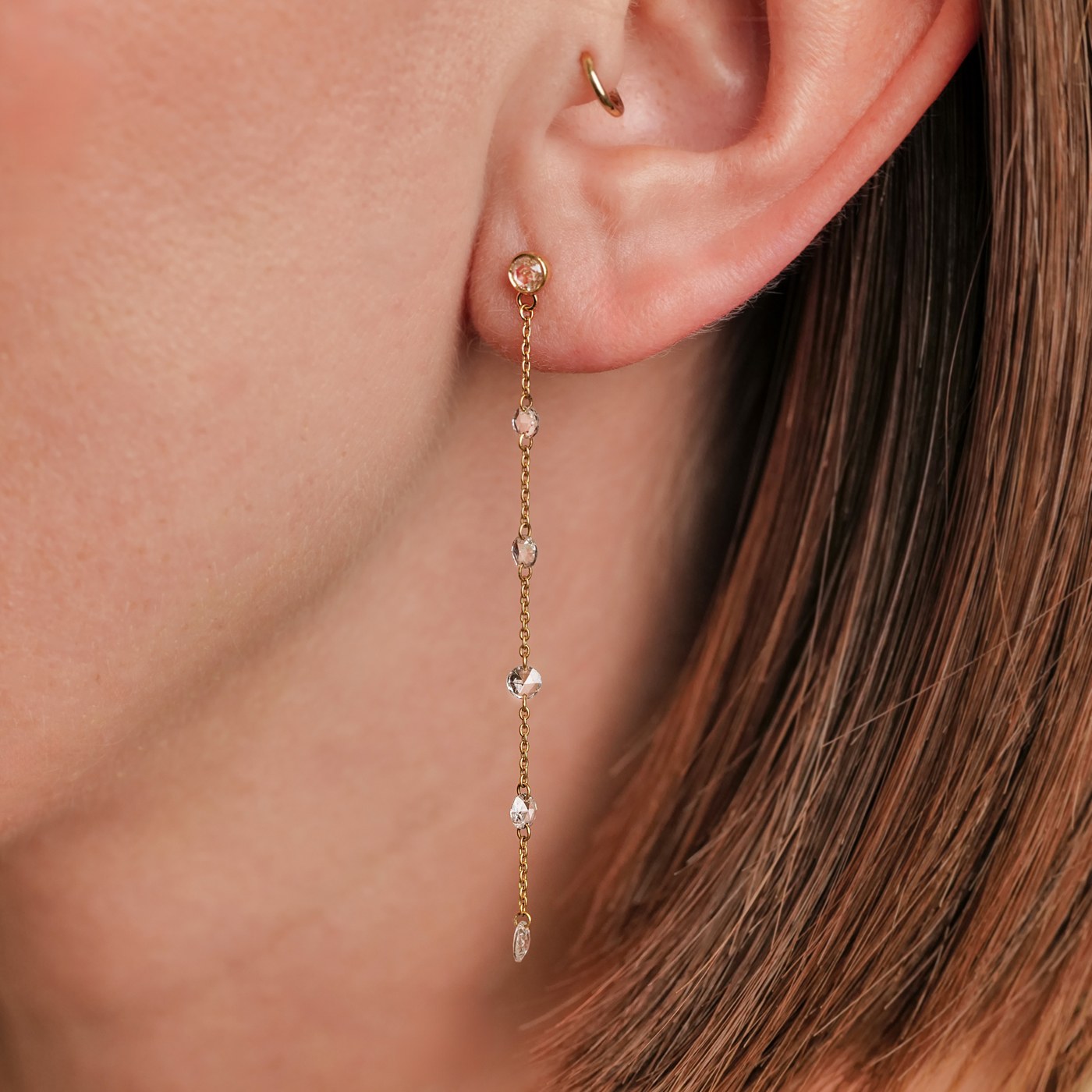 Cien White Diamond Linear Earrings