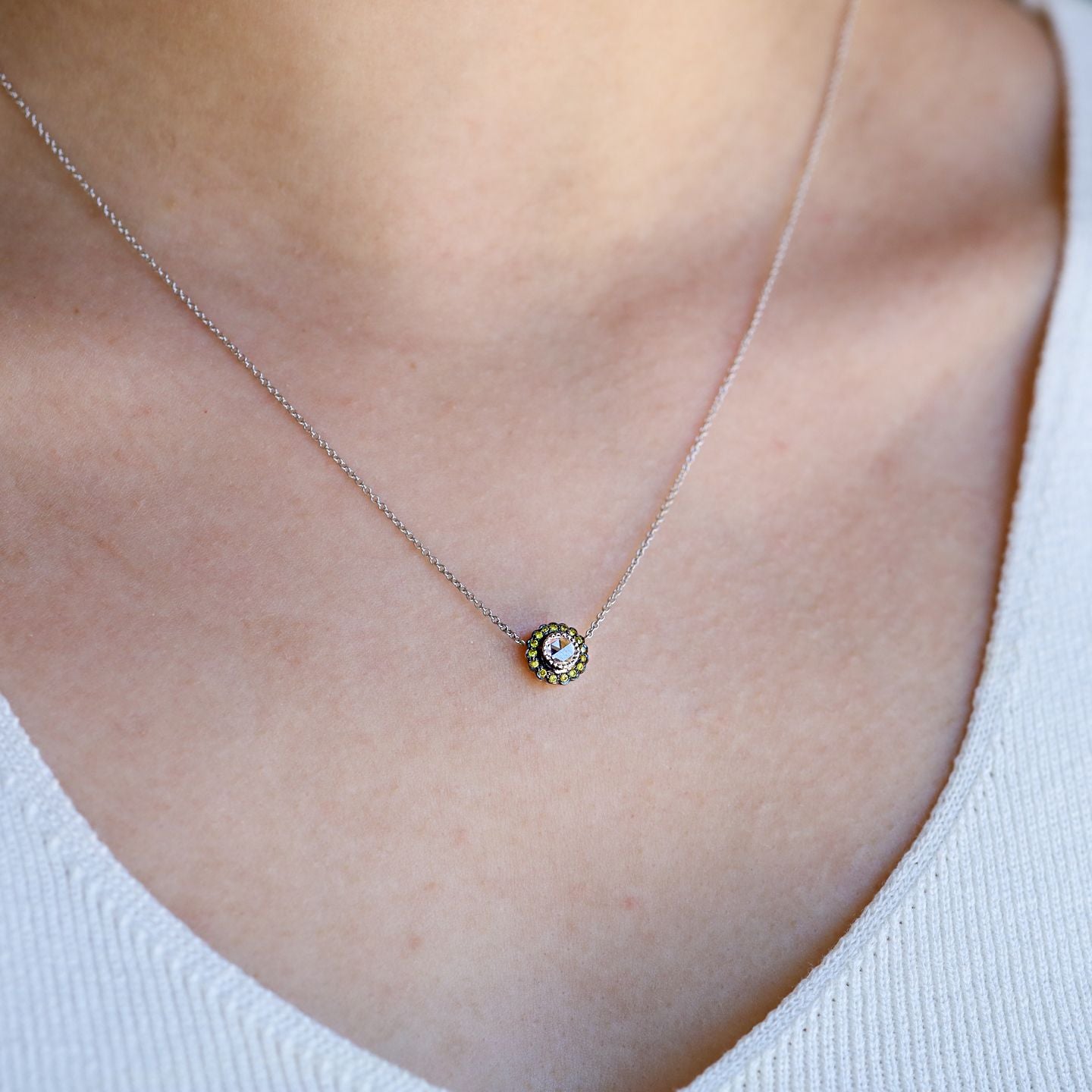 True Romance Green and White Diamond Necklace