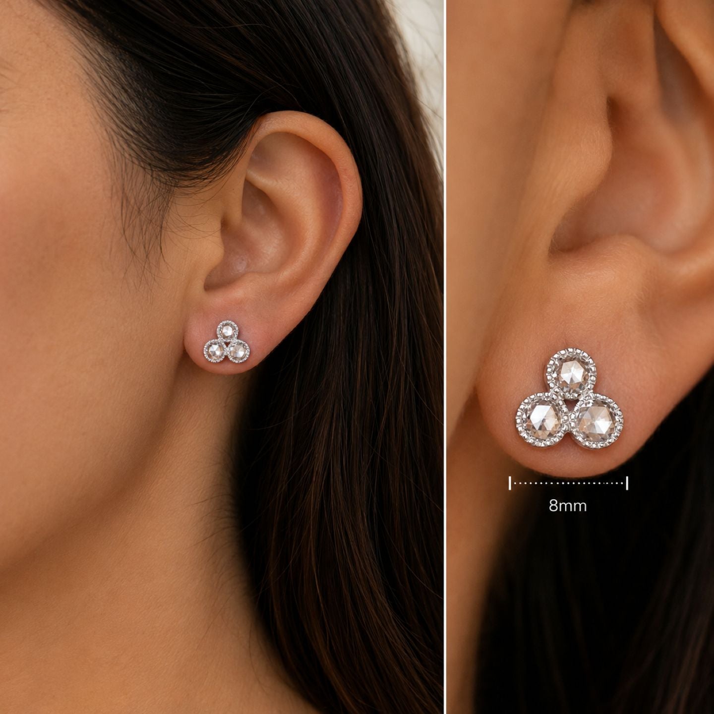 Grace Trio White Diamond Stud Earrings