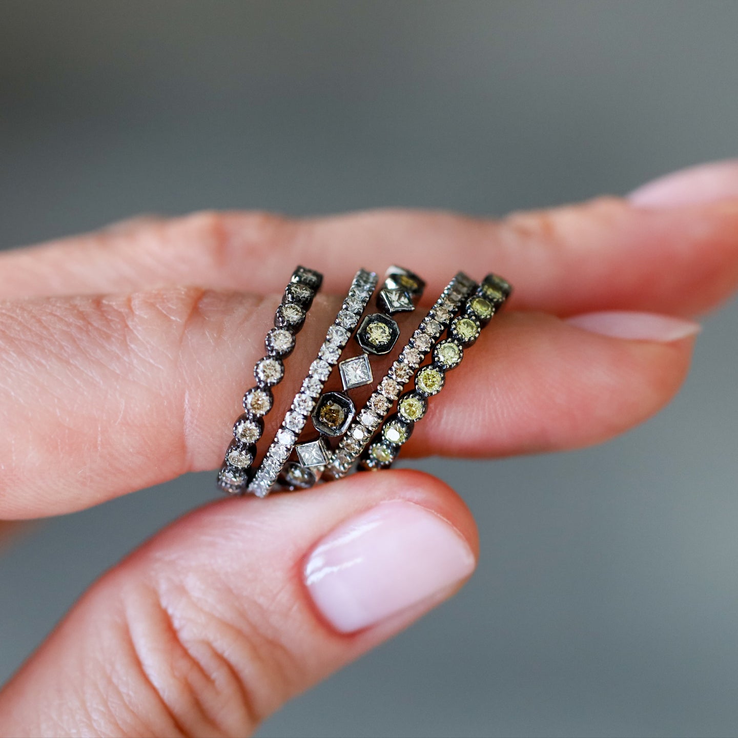 Bezel Green Diamond Band