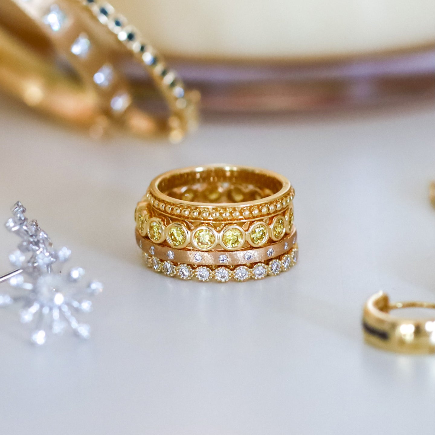 Modern Bezel Yellow Diamond Band