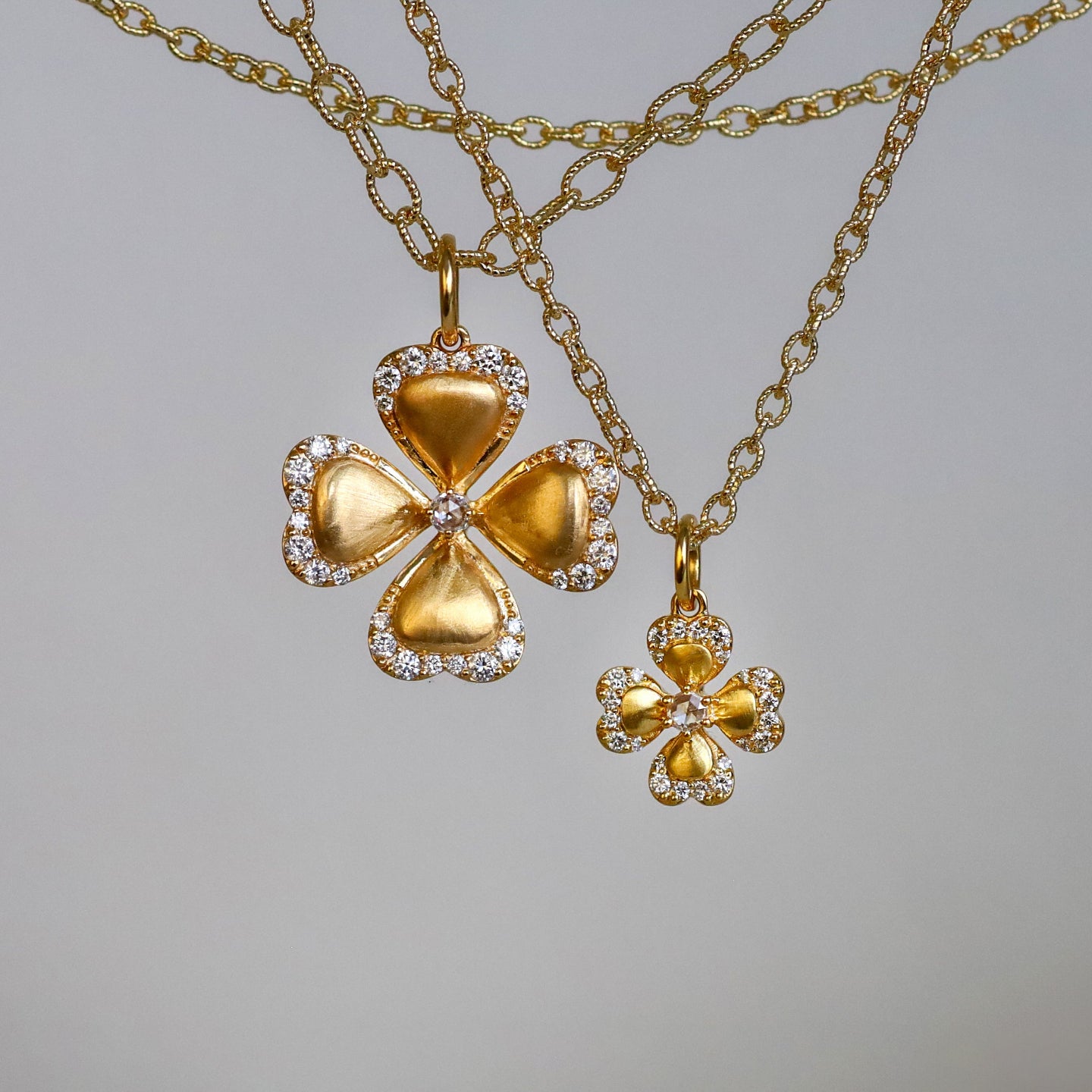 Clover White Diamond Charm