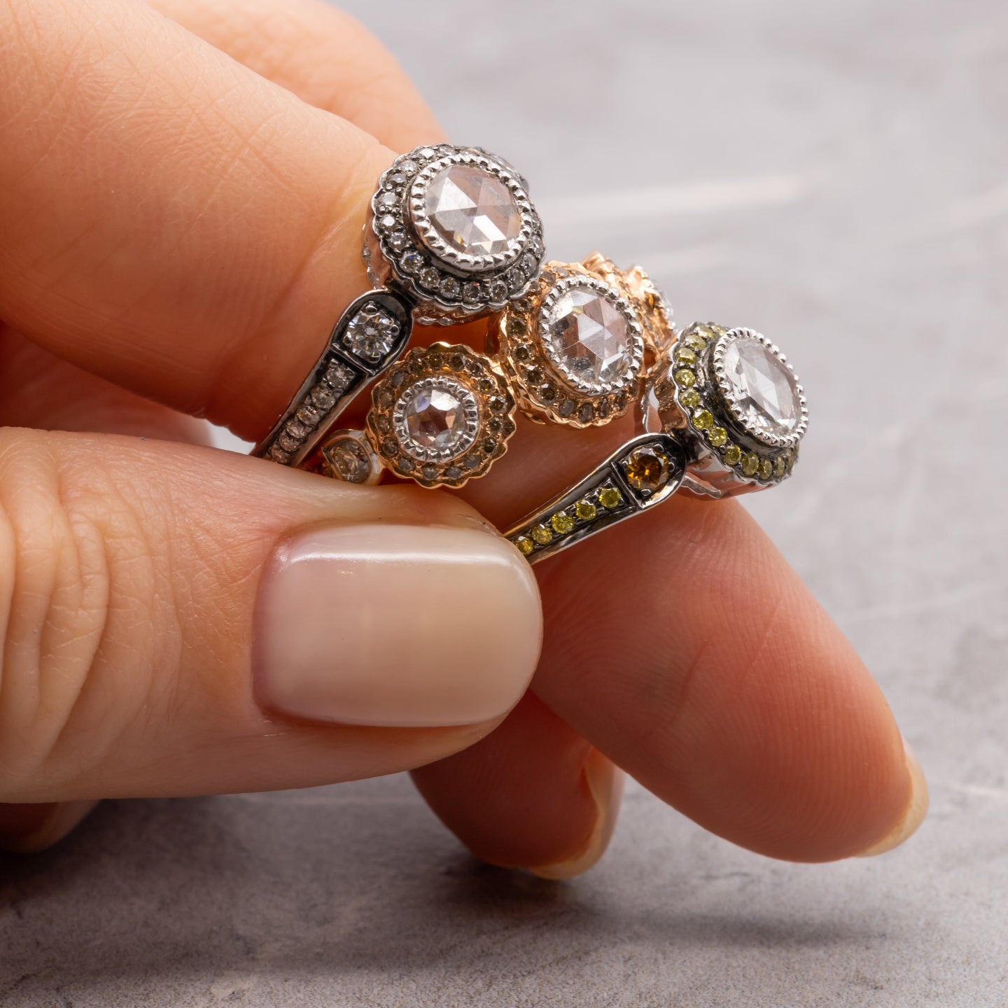 True Romance Green and Burnt Orange Diamond Ring