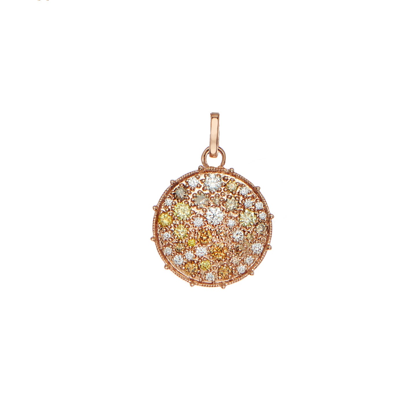 Confetti Small Disc Multi-Color Diamond Pendant