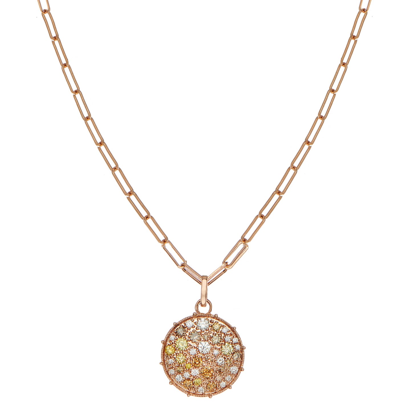 Confetti Small Disc Multi-Color Diamond Pendant