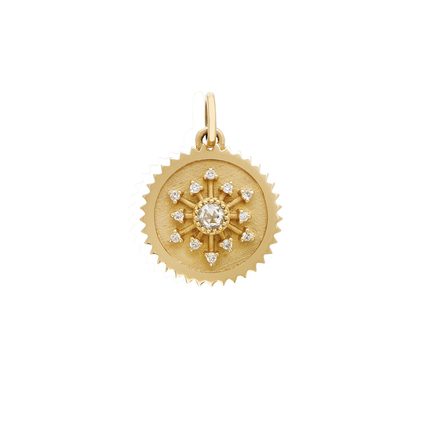 Leena Small White Diamond Medallion Charm