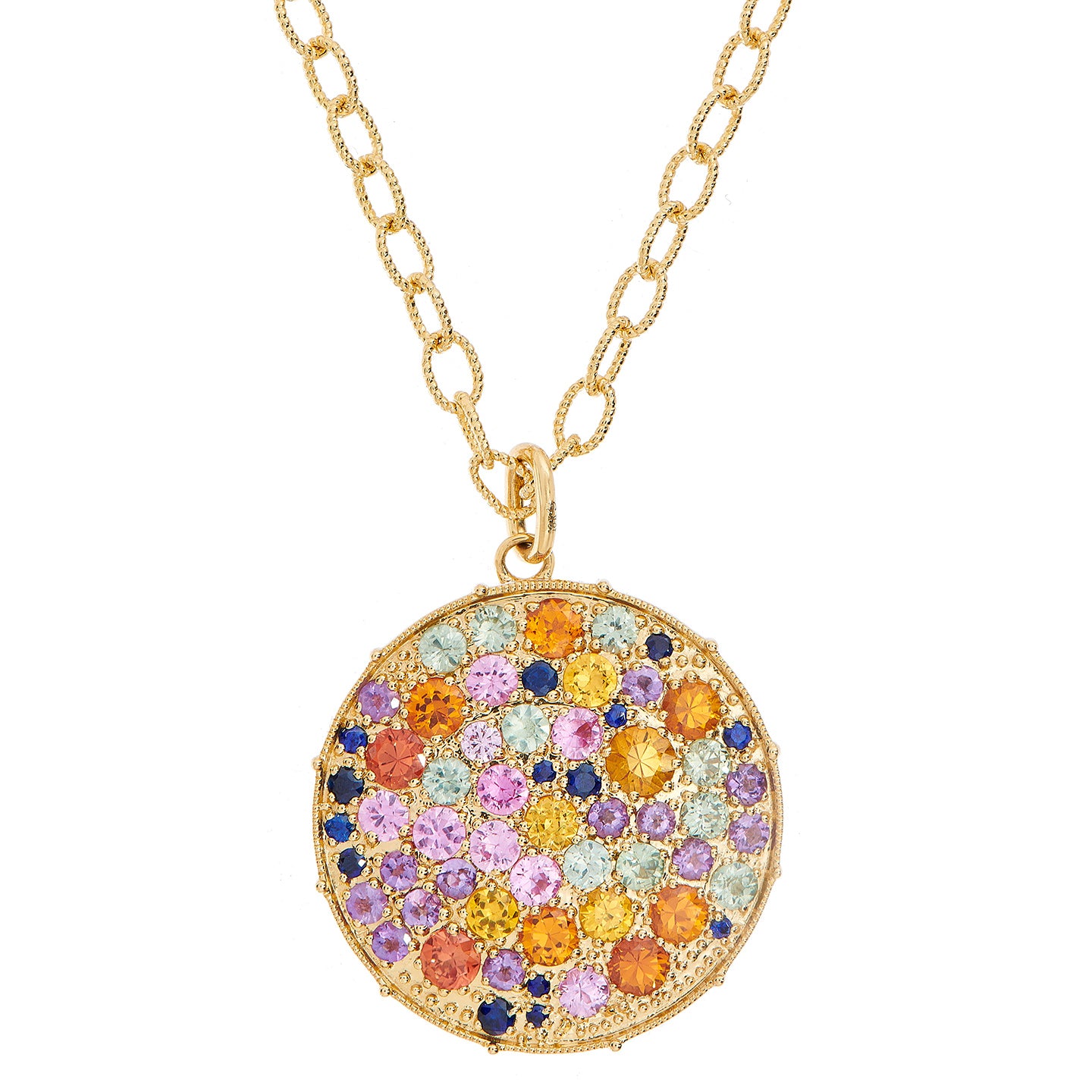 Confetti Disc Rainbow Sapphire Pendant