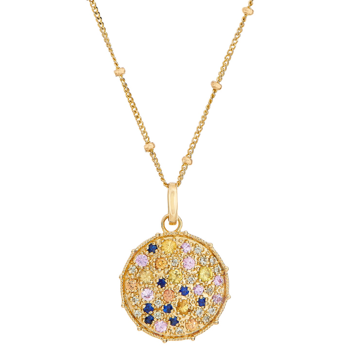 Confetti Small Disc Rainbow Sapphire Pendant