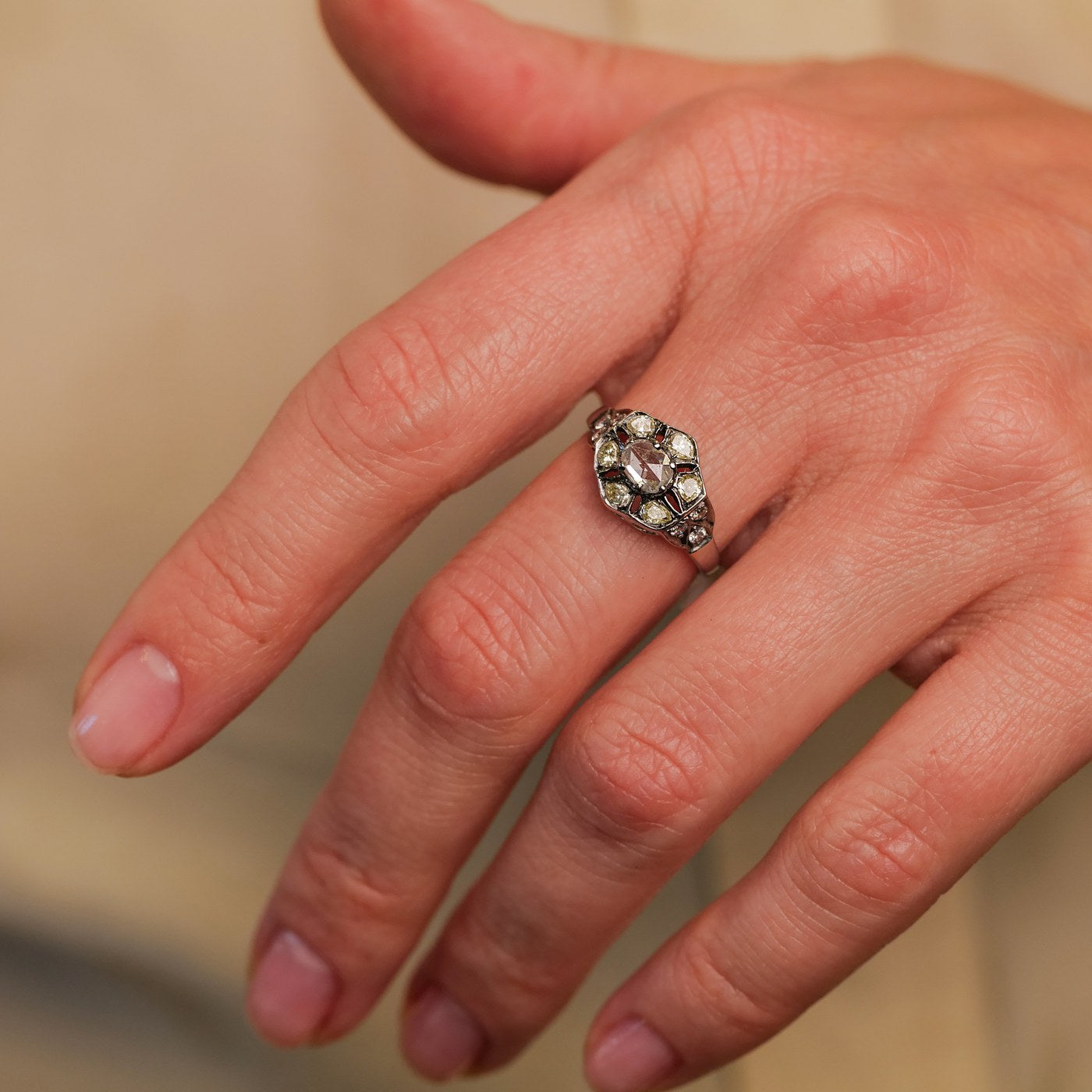 Polly Rose and Old Mine Cut Diamond Ring