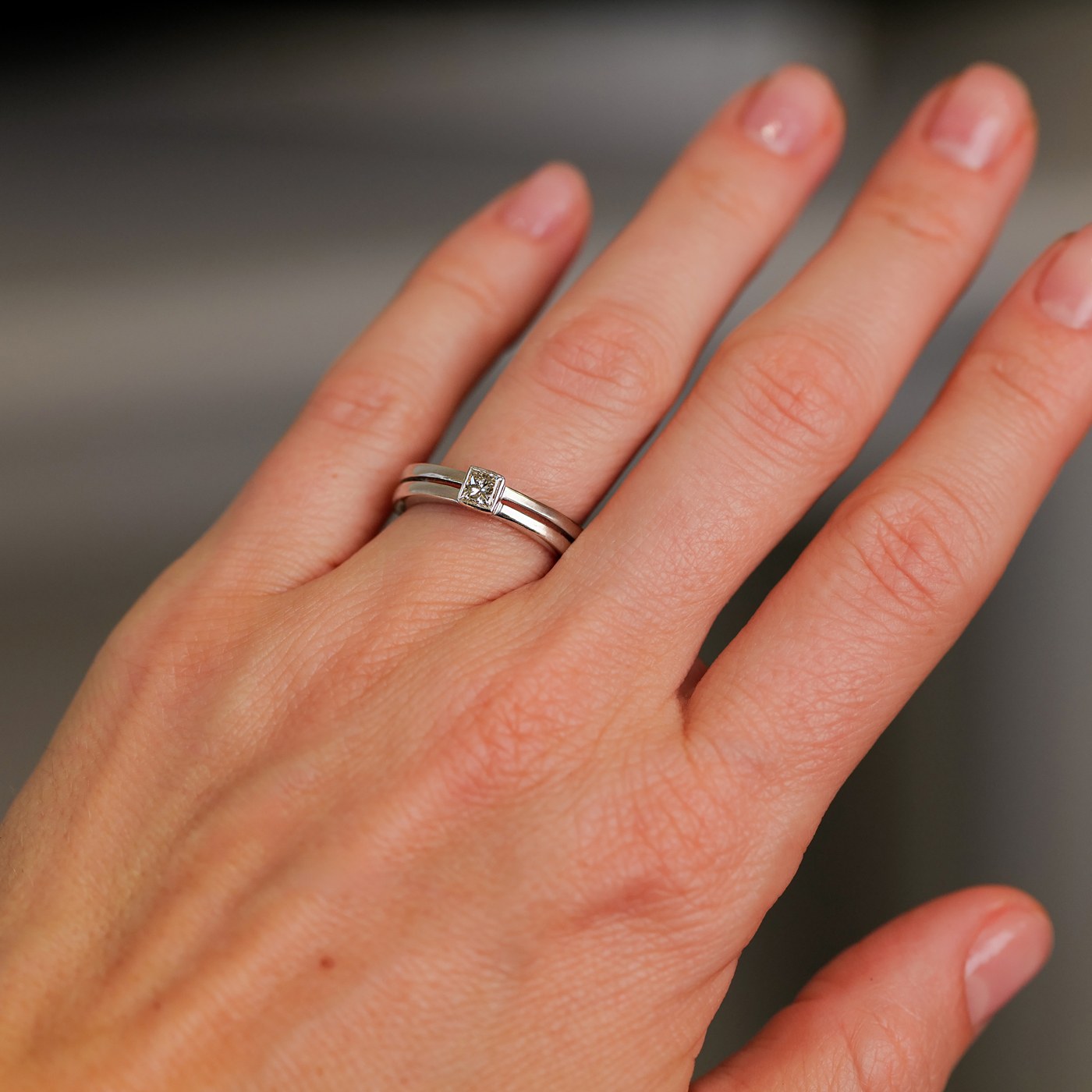 Ridge White Diamond Ring