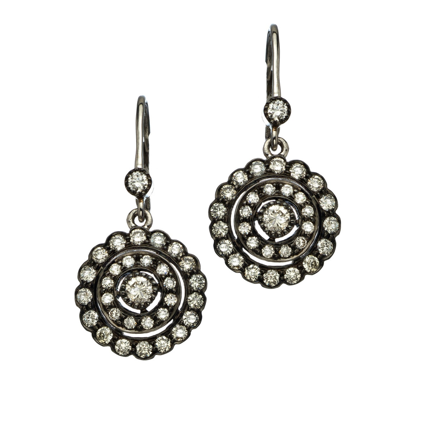Concentric Diamond Drop Earrings