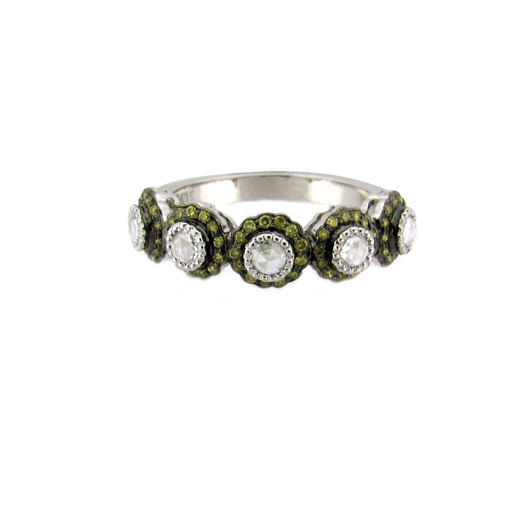 True Romance 5 Stone Green Diamond Ring