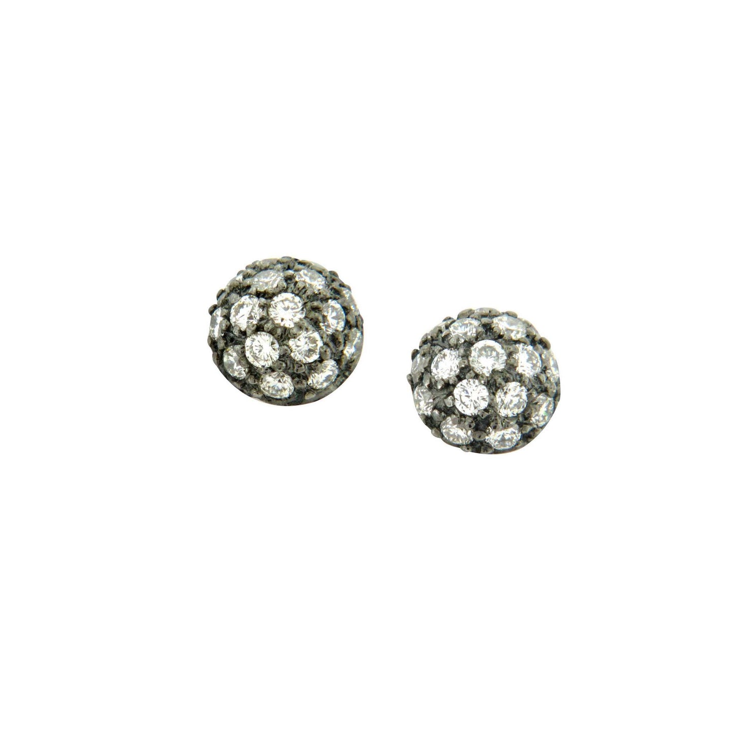 Disco White Diamond Pavé Ball Stud Earrings