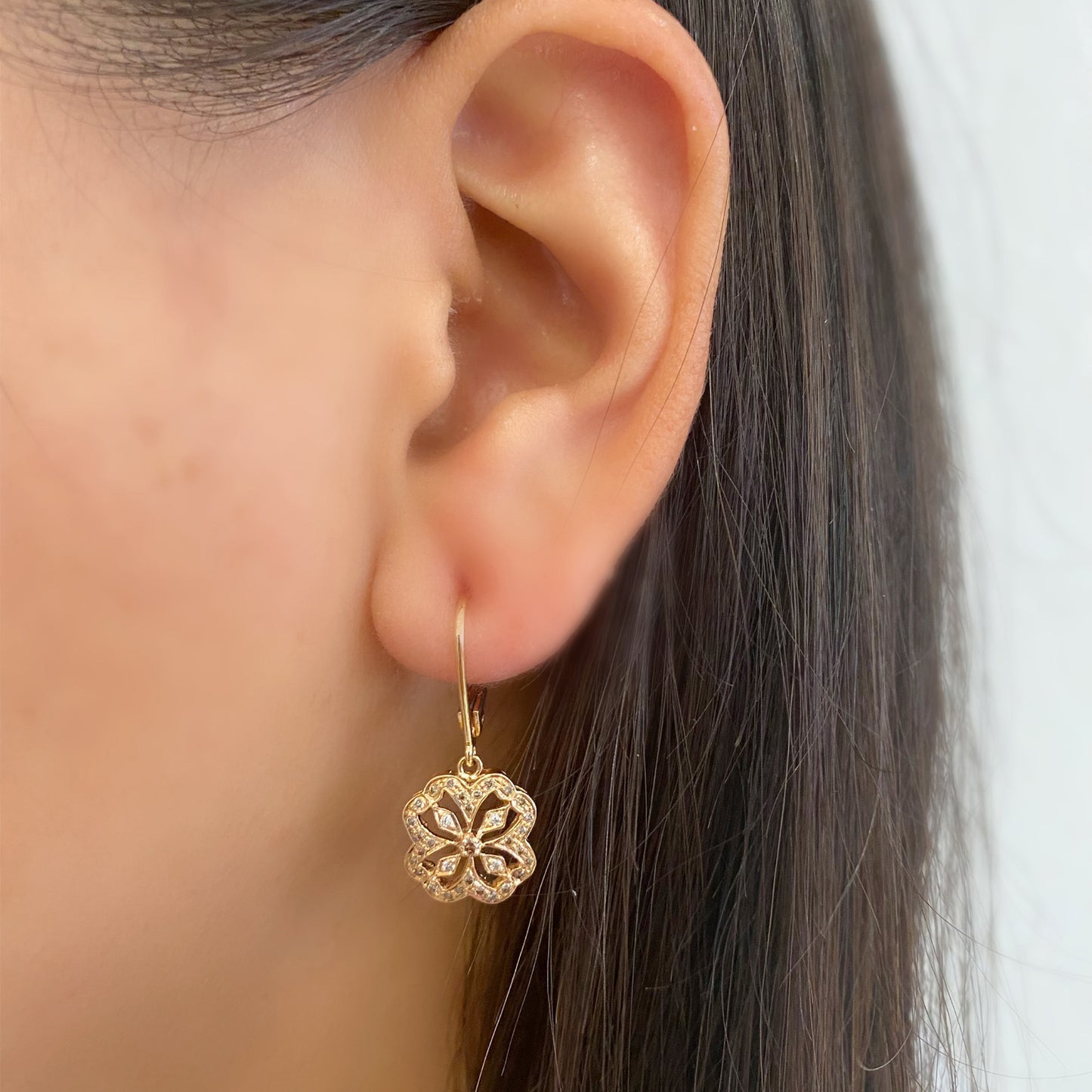 Clover Champagne Diamond Drop Earrings