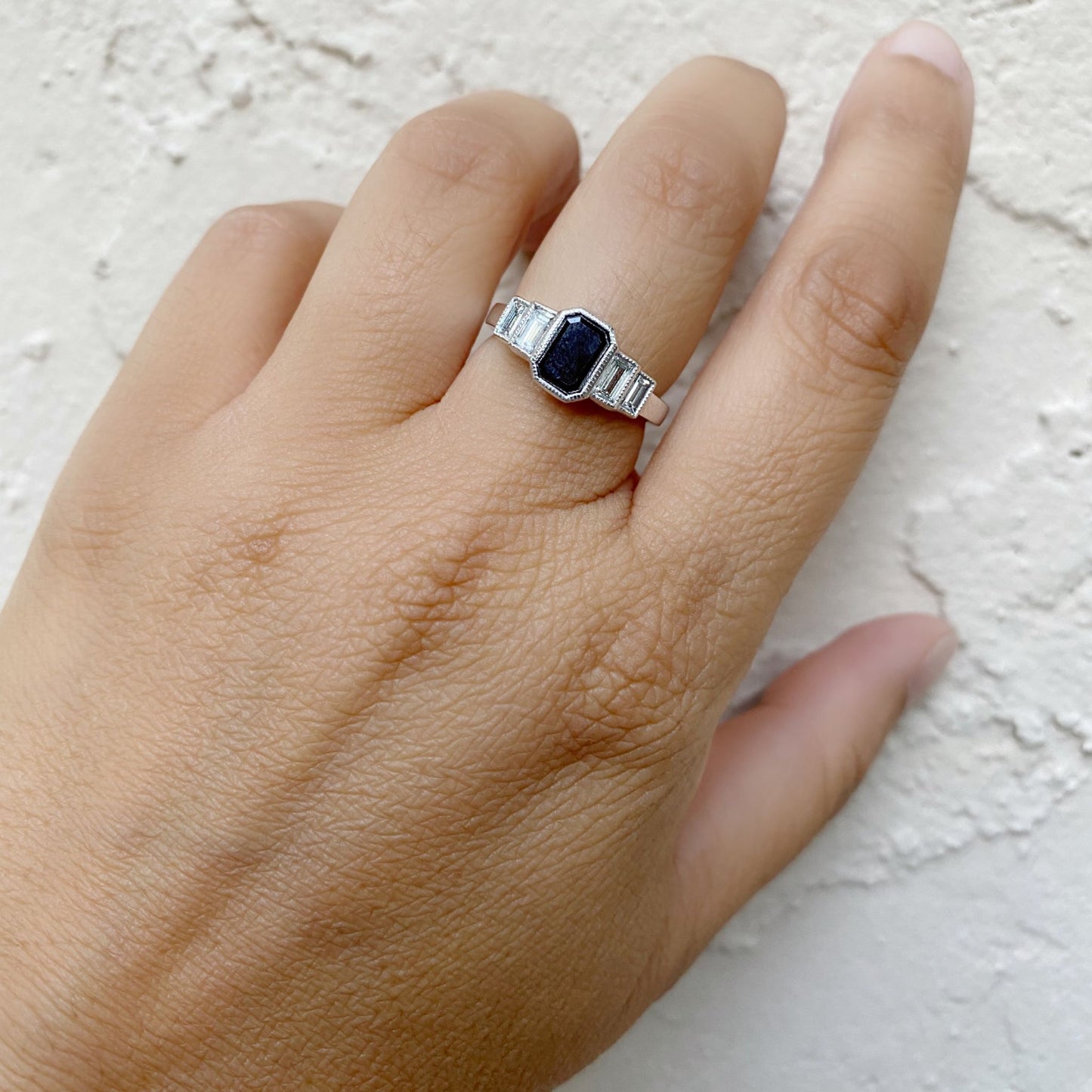 Black Emerald Cut Diamond Ring
