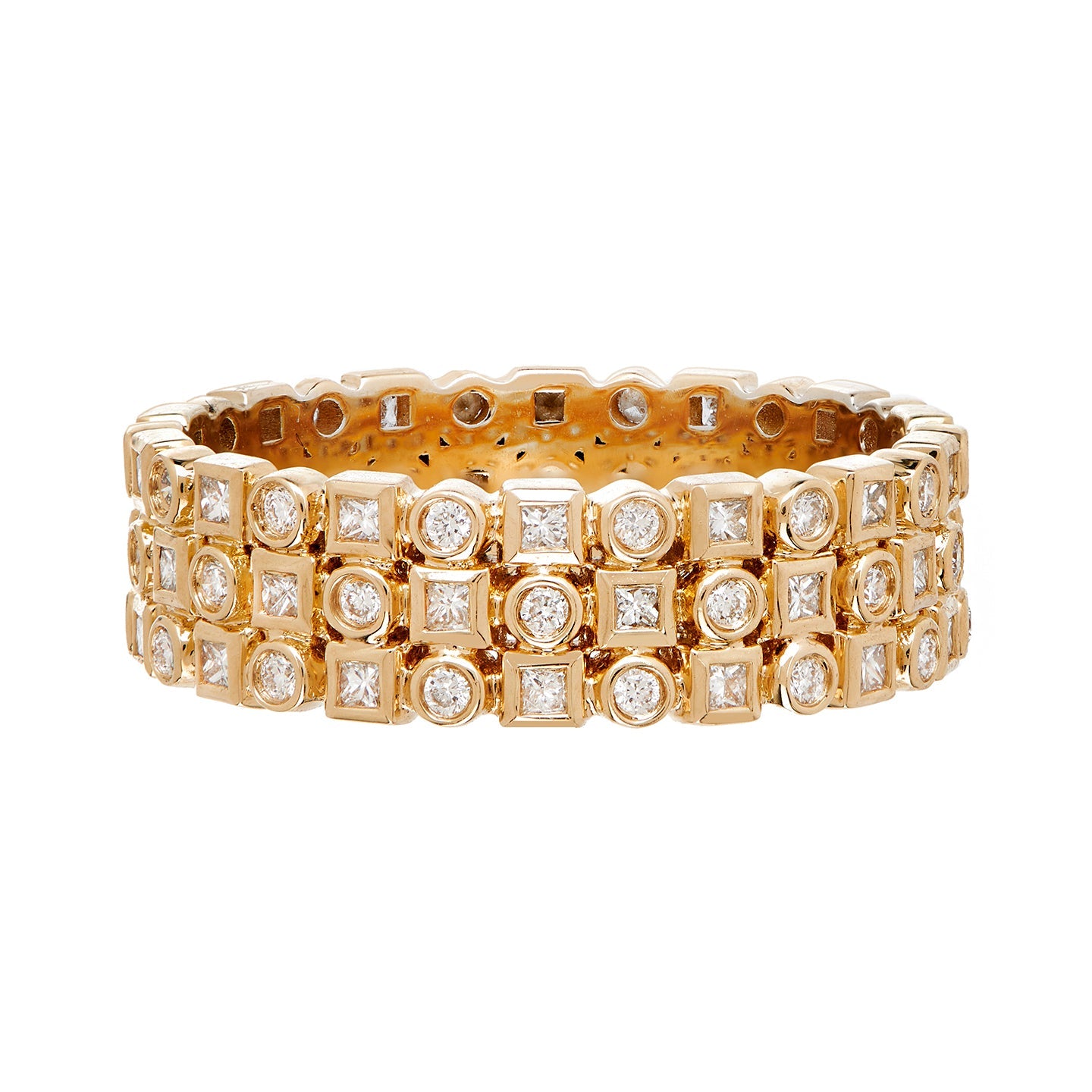 18K Gold Kate Three Row White Diamond Stacking Ring Sethi Couture