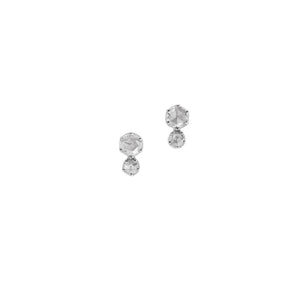 Duet White Diamond Stud Earrings