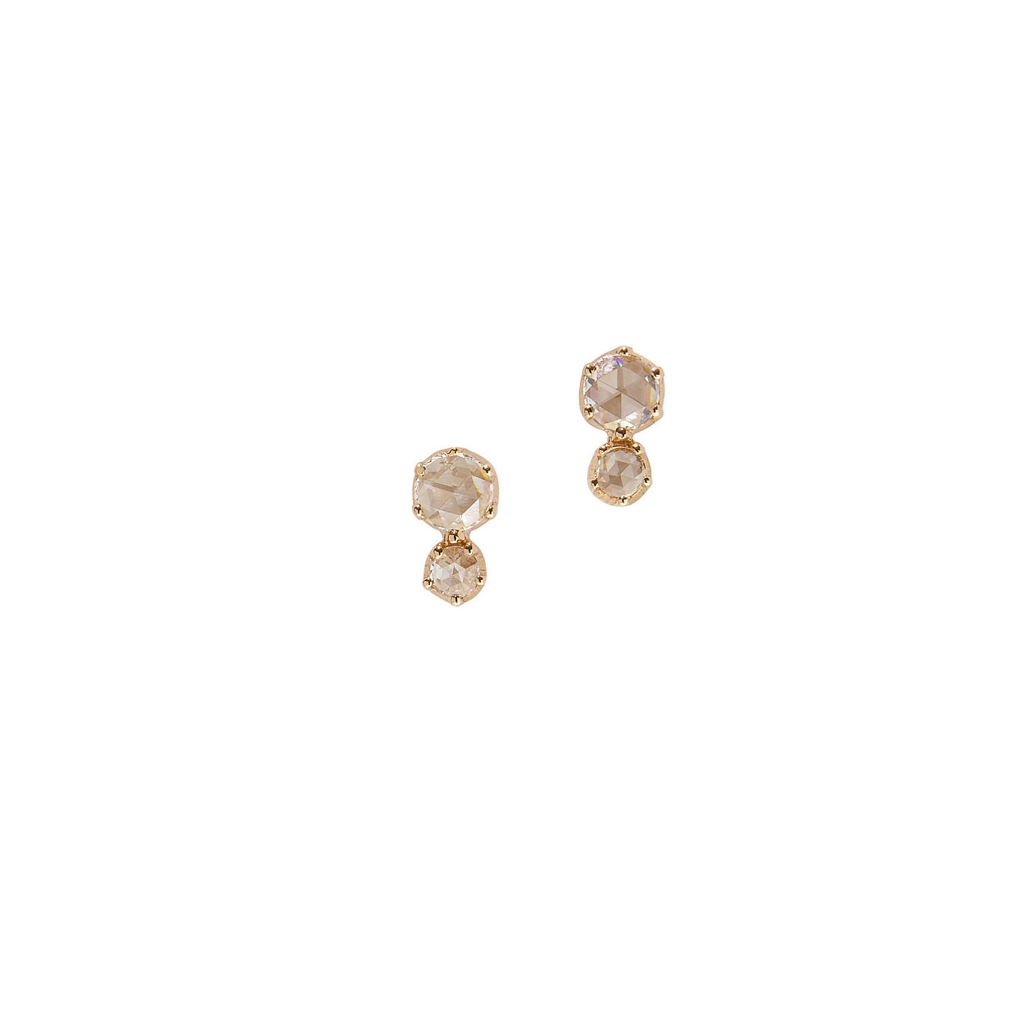 Duet White Diamond Stud Earrings