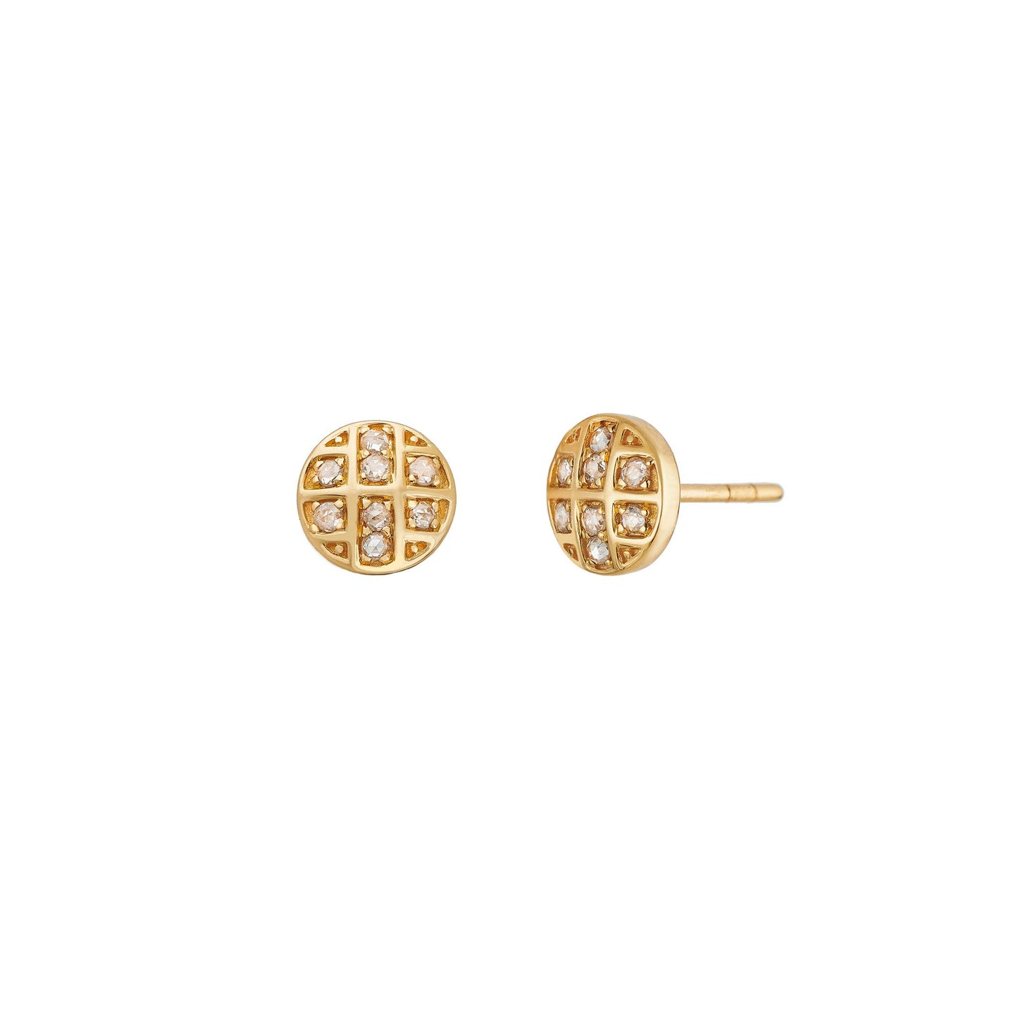 Stella Round White Diamond Stud Earrings