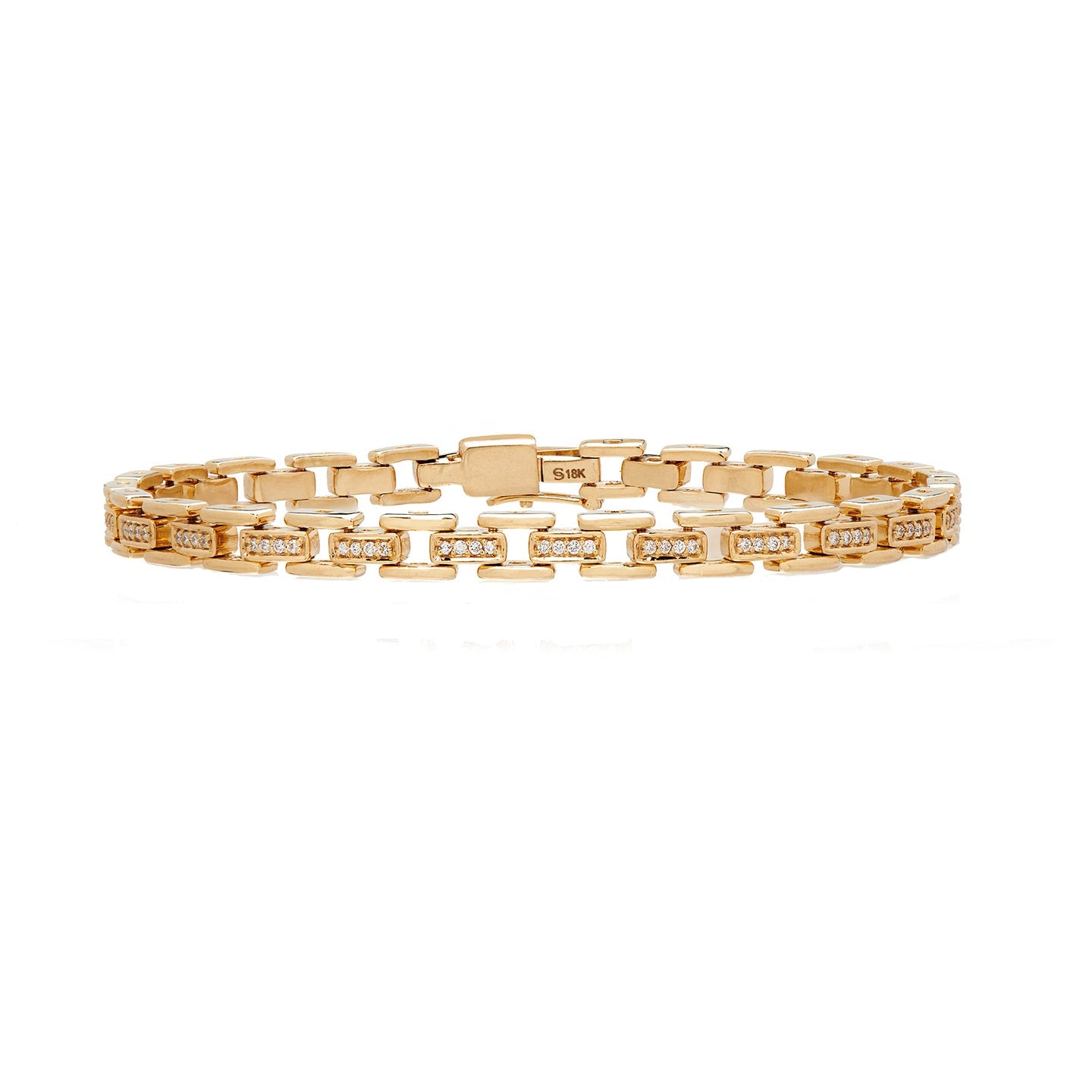 18K Yellow Gold Cesta White Diamond Link Bracelet Sethi Couture
