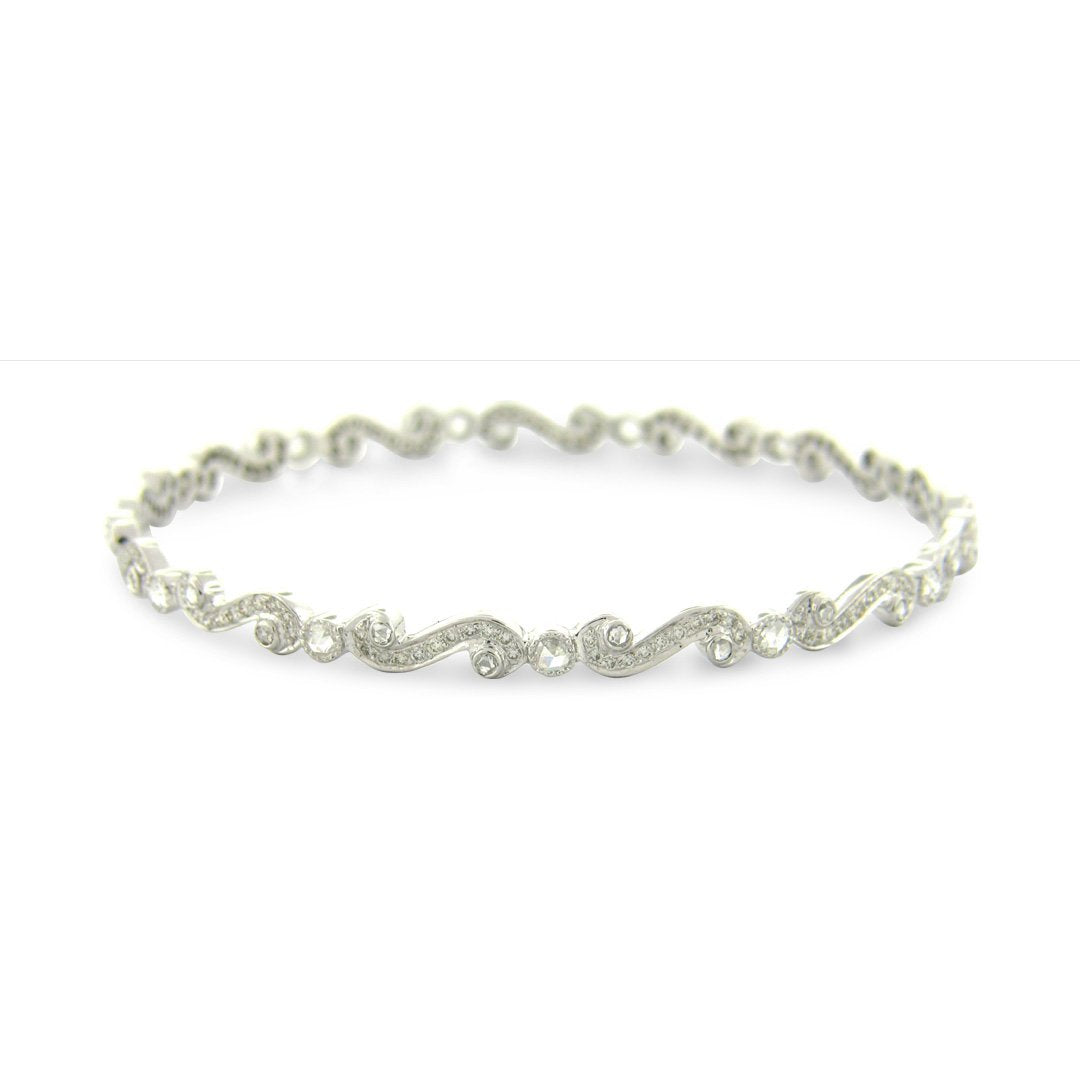 Scroll White Diamond Bangle