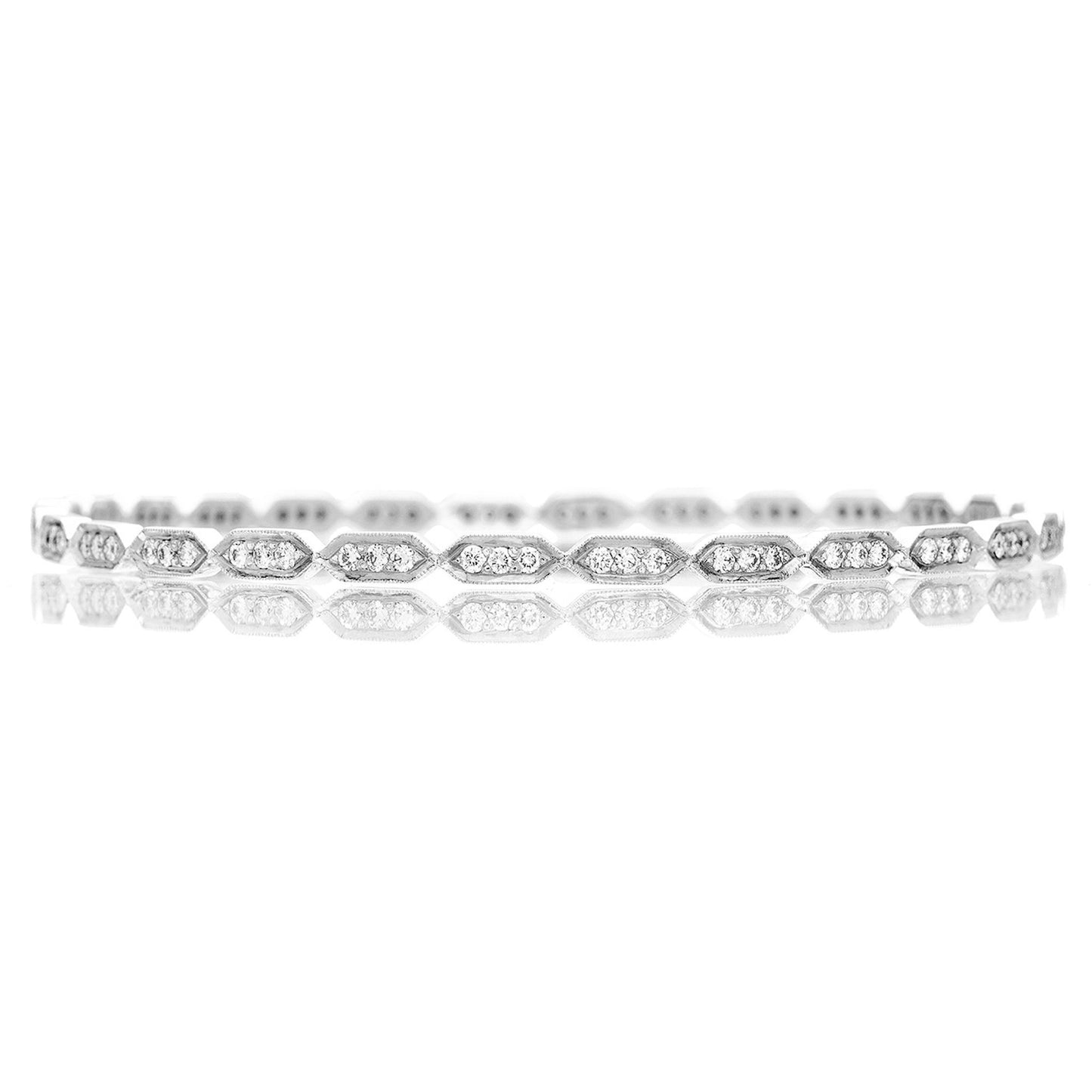 Deco White Diamond Bangle