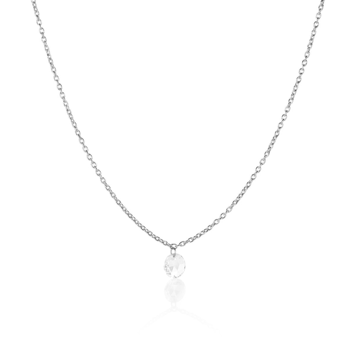 Cien 1 Stone White Diamond Drop Necklace