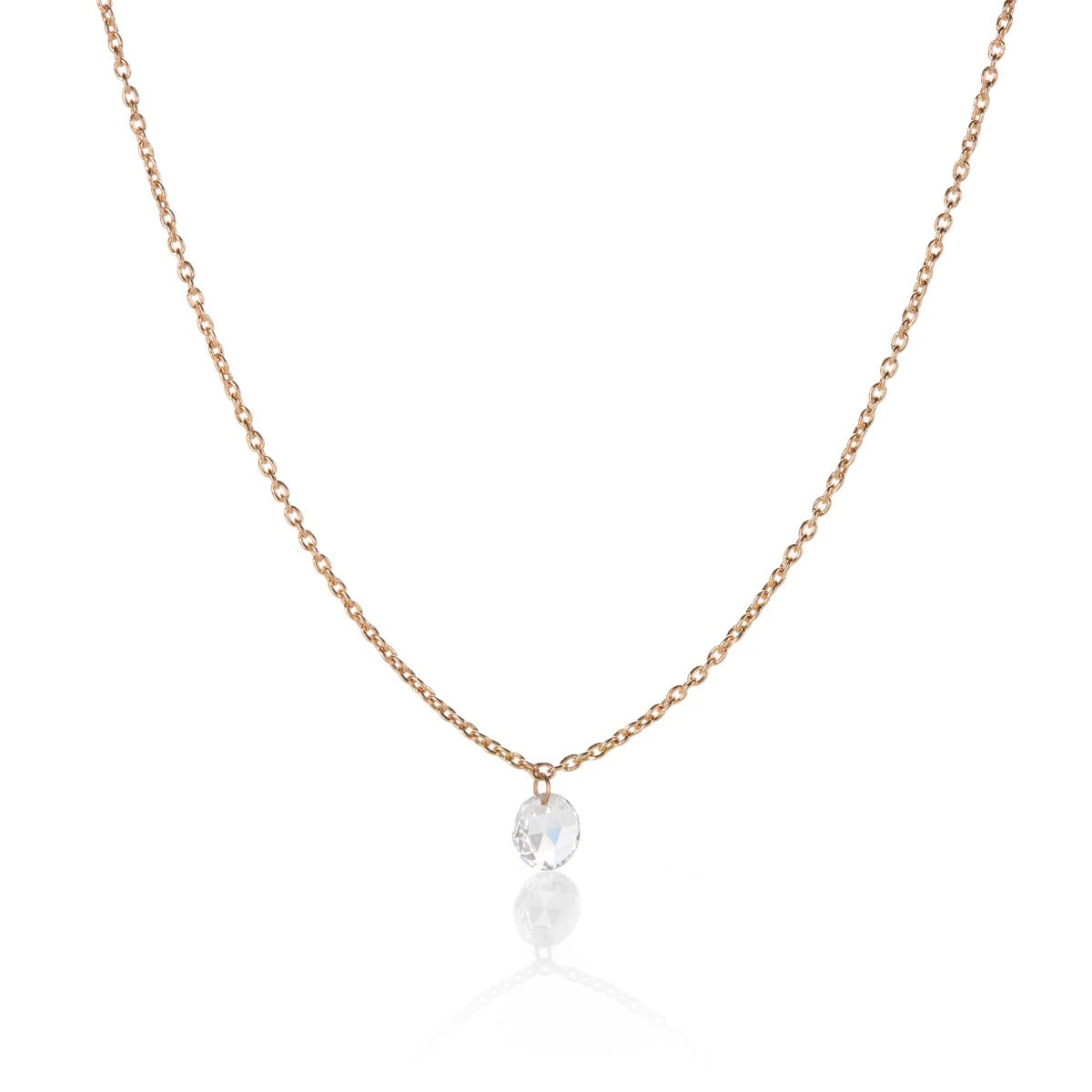 Cien 1 Stone White Diamond Drop Necklace