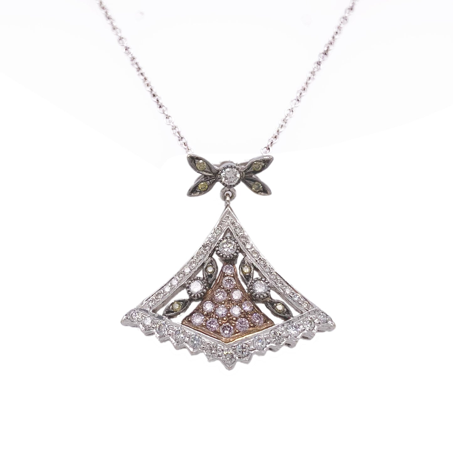 Drapeau Pink, Green and White Diamond Pendant