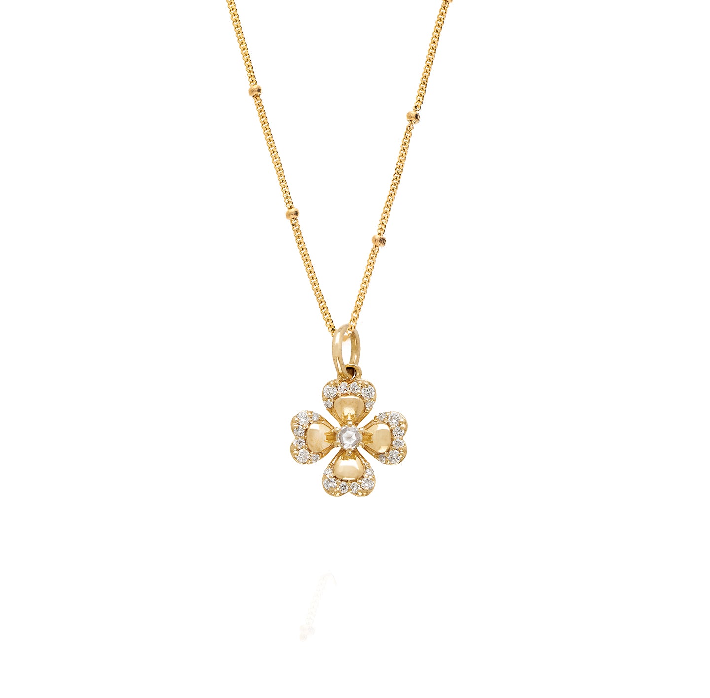 Clover Small White Diamond Charm